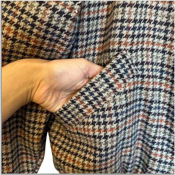 Old Navy Houndstooth Bomber Jacket Brown Plaid Chore Coat Sporty Preppy Size S - Picture 5 of 9